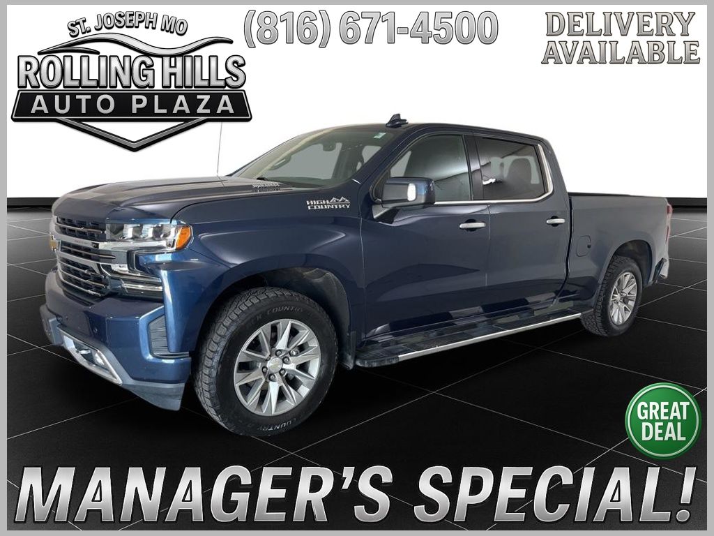 Blue Metallic 2022 Chevrolet Silverado 1500 High Country Crew Cab 4WD Pickup Truck Four-Wheel Drive Automatic