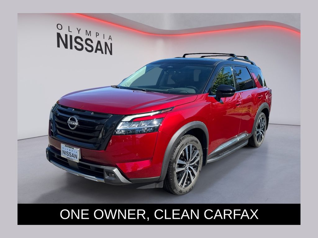 Red (Scarlet Ember Tintcoat/Super Black) 2023 Nissan Pathfinder SUV / Crossover All-Wheel Drive 9-Speed Automatic
