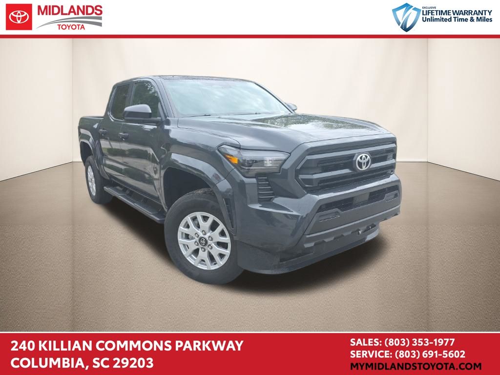 Black 2025 Toyota Tacoma SR Double Cab RWD Pickup Truck 4X2 8-Speed Automatic