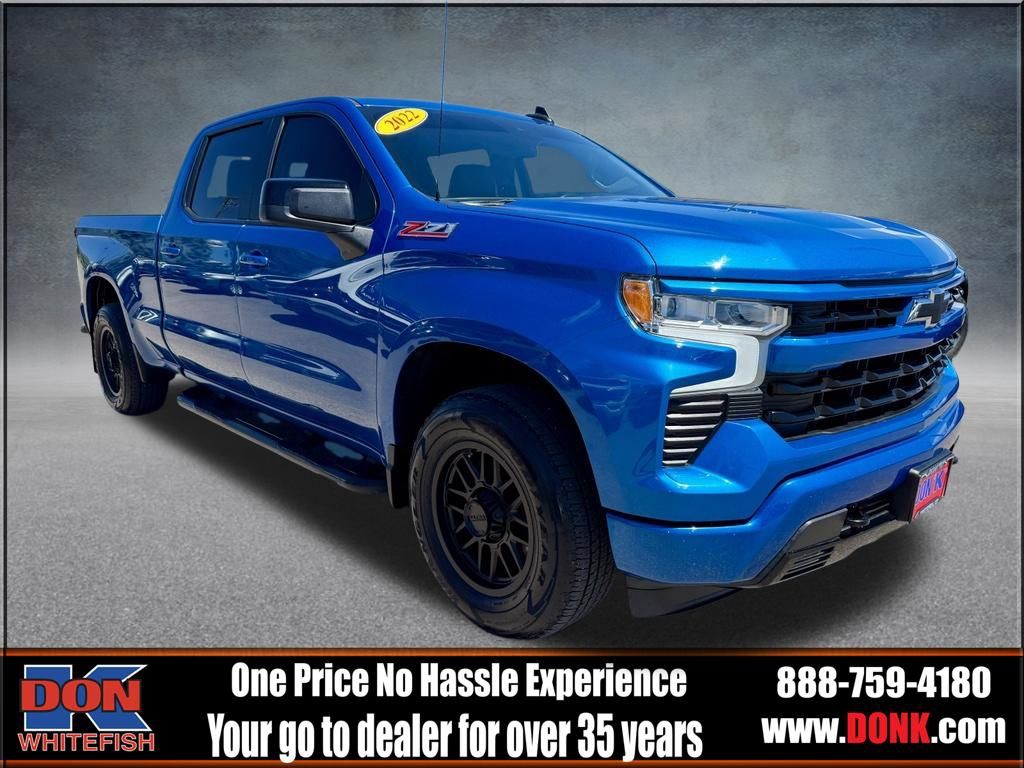 Glacier Blue Metallic 2022 Chevrolet Silverado 1500 Pickup Truck Four-Wheel Drive Automatic