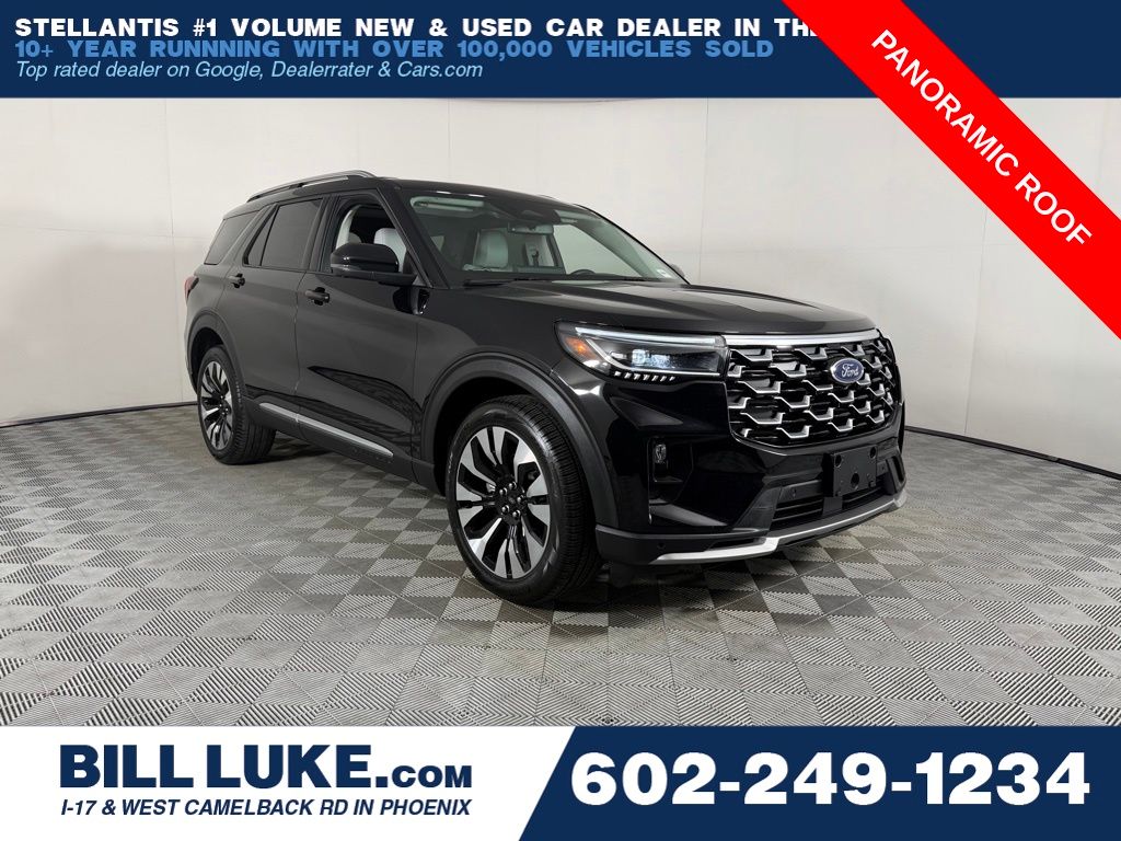 Agate Black Metallic 2025 Ford Explorer Platinum AWD SUV / Crossover All-Wheel Drive Automatic