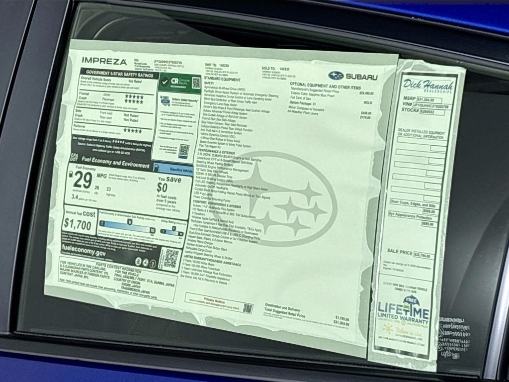 2026 Subaru Impreza 2.5RS