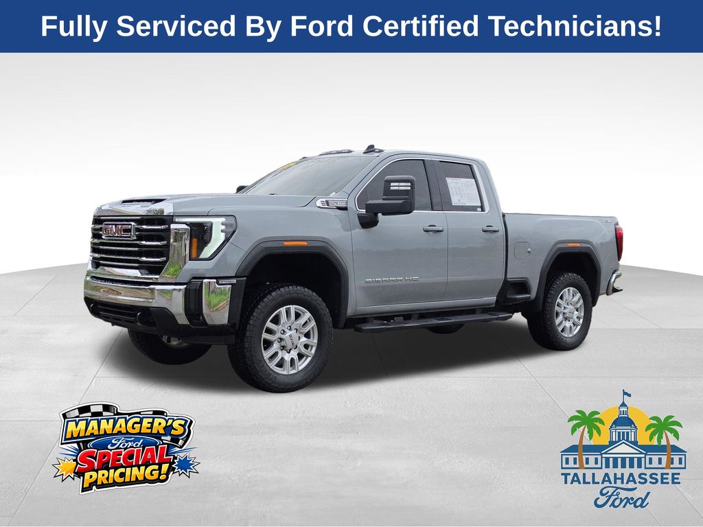 Thunderstorm Gray 2024 GMC Sierra 2500HD SLE Double Cab 4WD Pickup Truck Four-Wheel Drive Automatic