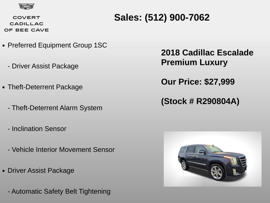 Used Car 2018 Cadillac Escalade  Premium Luxury For Sale Under $30,000 In Austin, Texas