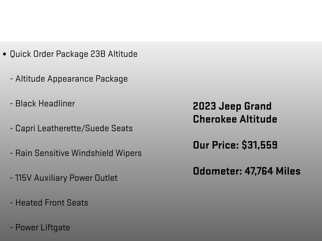 2023 Jeep Grand Cherokee Altitude X White/off-white at Klick Lewis Buick Chevrolet
