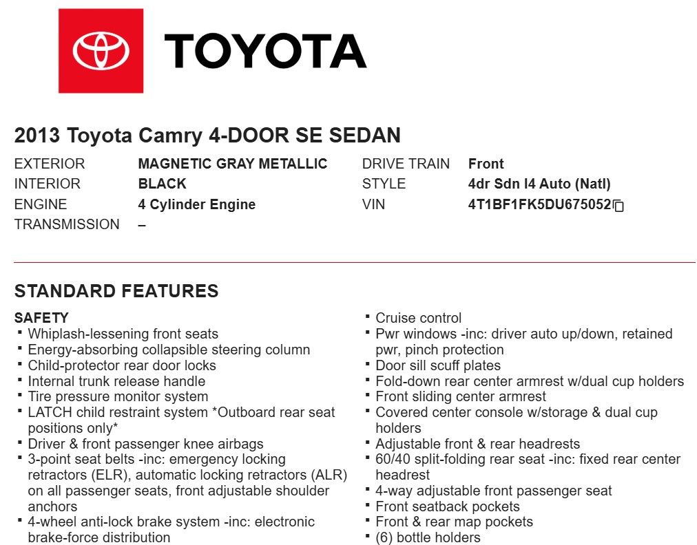 2013 Toyota Camry SE 19