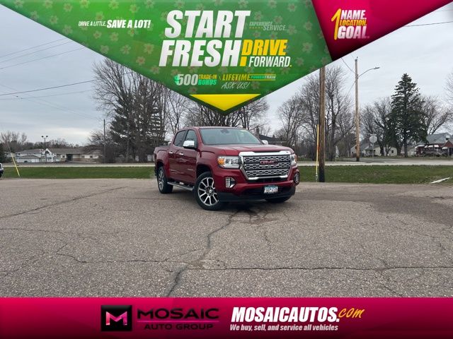 Cayenne Red Tintcoat 2021 GMC Canyon Denali Crew Cab 4WD Pickup Truck Four-Wheel Drive 8-Speed Automatic