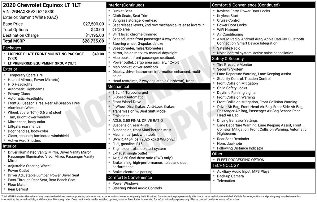 Used 2020 Chevrolet Equinox SUV
