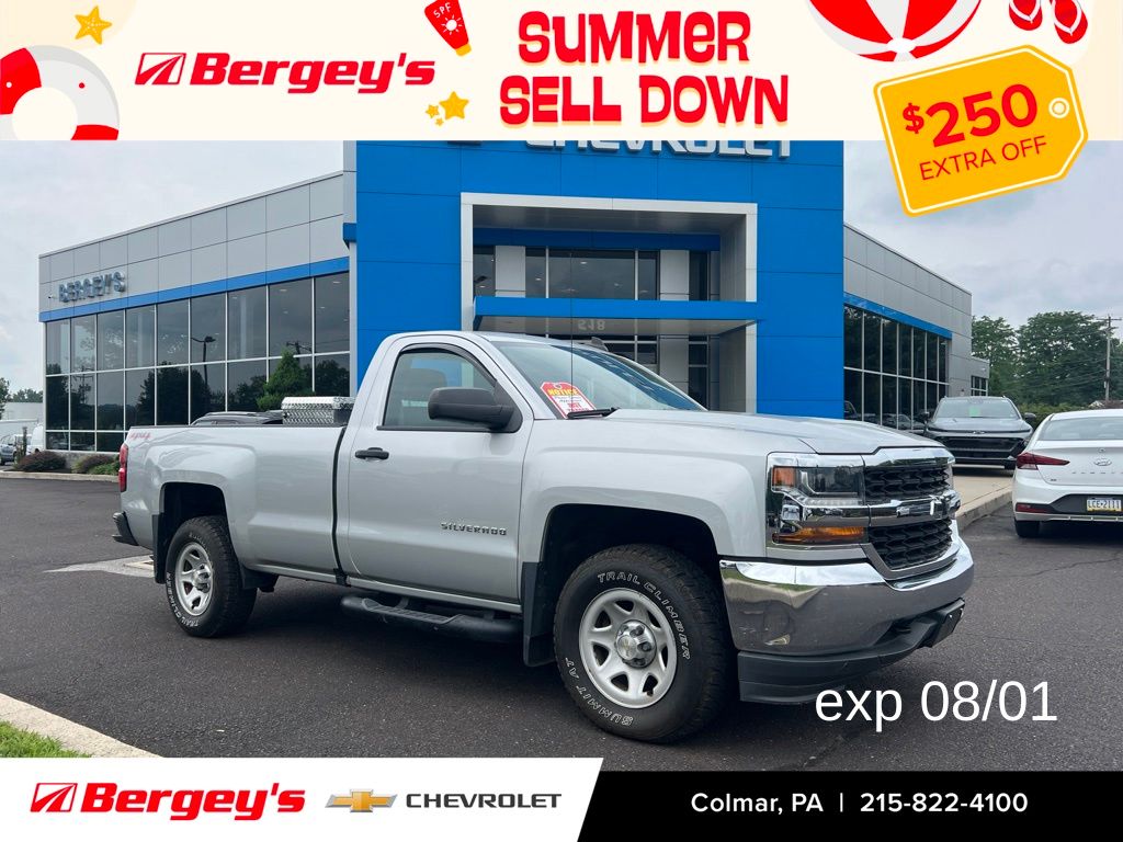 Silver Ice Metallic 2016 Chevrolet Silverado 1500 Pickup Truck Four-Wheel Drive 6-Speed Automatic Overdrive