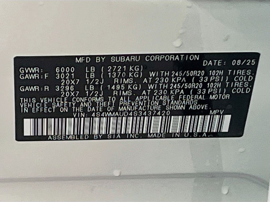 Used 2025 Crystal White Pearl Subaru Touring image 35