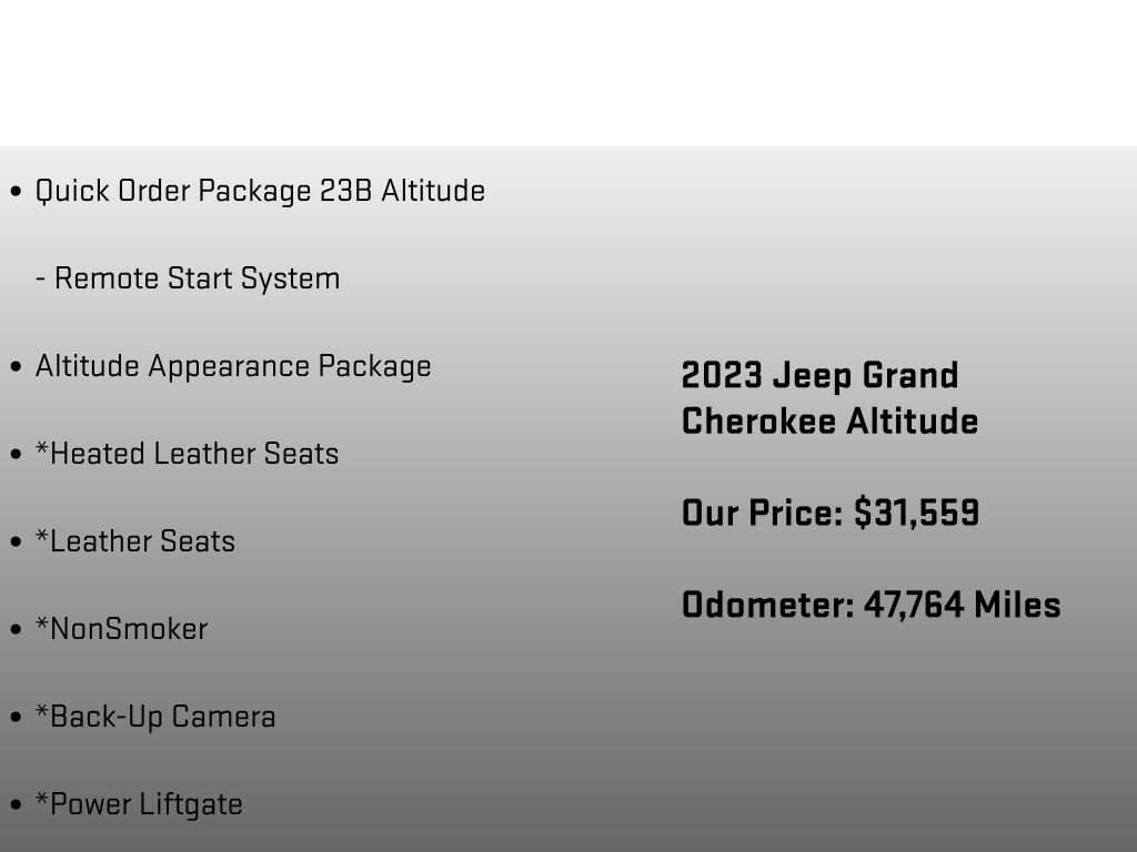 2023 Jeep Grand Cherokee Altitude X White/off-white at Klick Lewis Buick Chevrolet