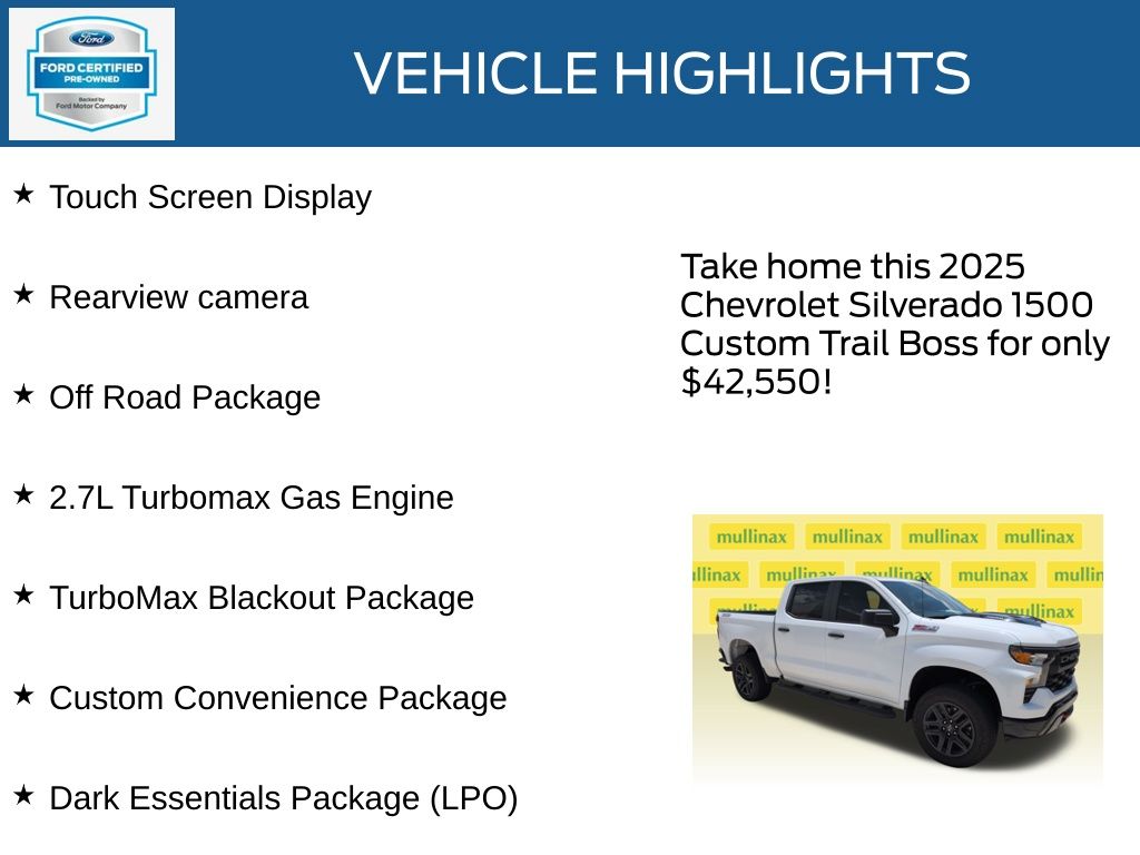 Certified Used 2025 White Chevrolet Custom Trail Boss image 23
