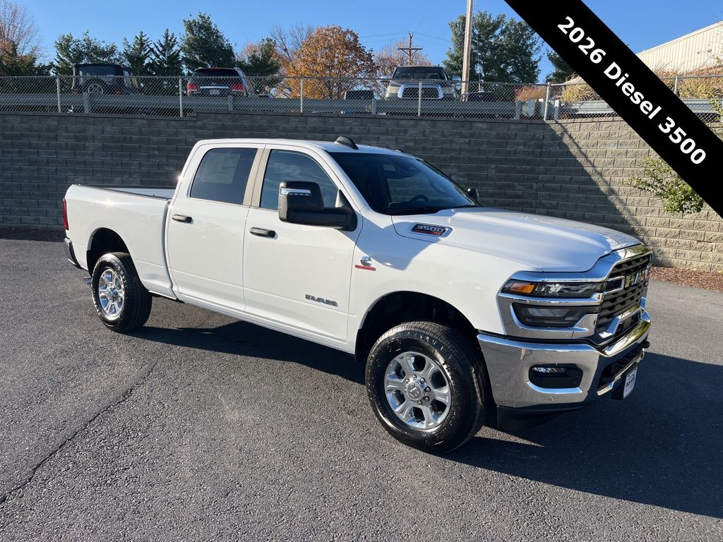 Bright White Clearcoat 2026 RAM 3500 Big Horn Crew Cab 4WD Pickup Truck Four-Wheel Drive 8-Speed Automatic