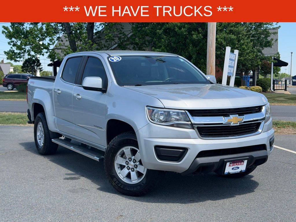 Silver Ice Metallic 2020 Chevrolet Colorado Work Truck Crew Cab 4WD Pickup Truck Four-Wheel Drive 8-Speed Automatic