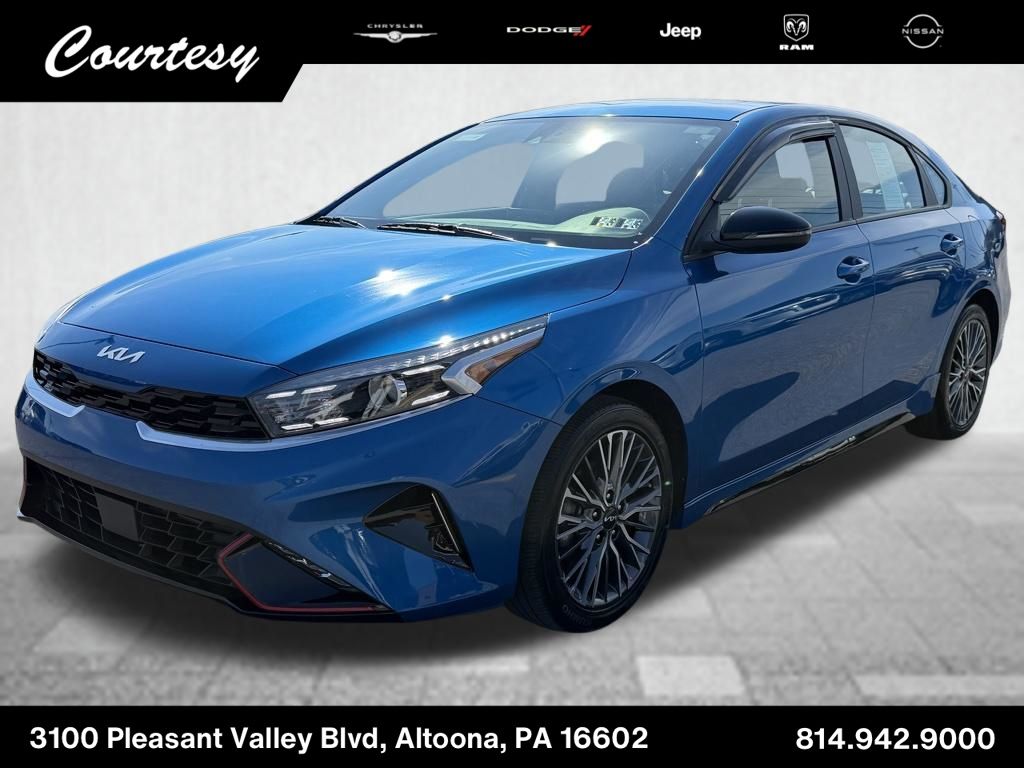 Sporty Blue 2023 Kia Forte GT-Line FWD Sedan Front-Wheel Drive Continuously Variable Transmission