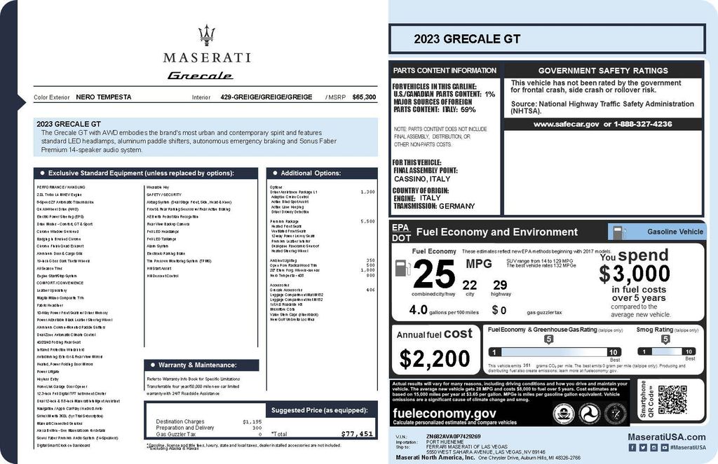 2023 Maserati Grecale Negro SUV/Crossover Tracción en las cuatro ruedas 8 velocidades Automática