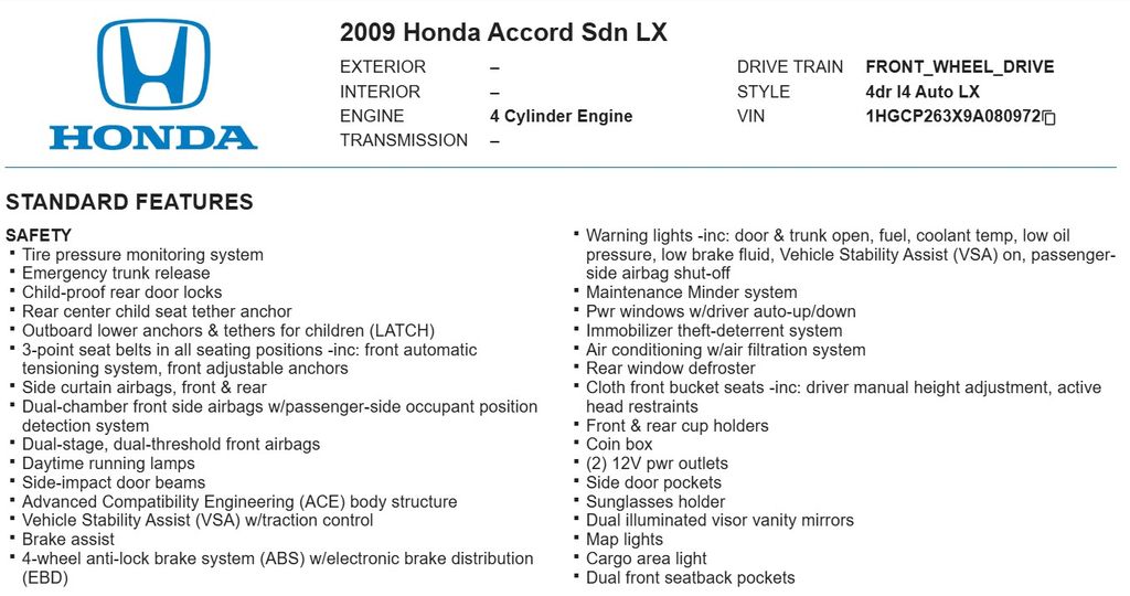 2009 Honda Accord LX 26