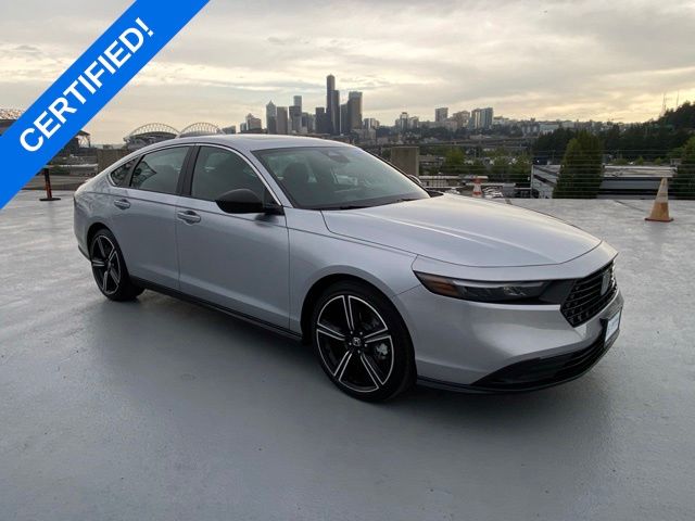 Solar Silver Metallic 2025 Honda Accord Hybrid Sedan Front-Wheel Drive Continuously Variable Transmission