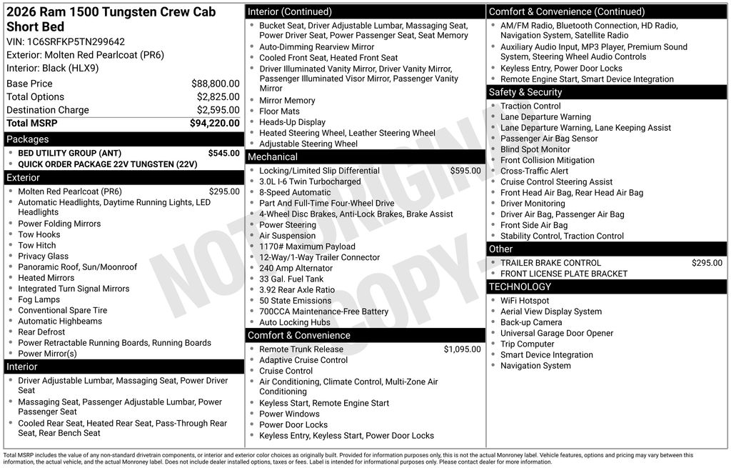 new 2026 Ram 1500 car, priced at $92,220