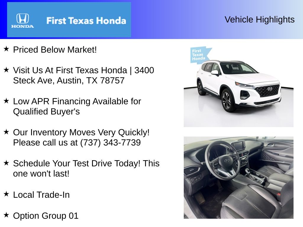 Used Car 2019 Hyundai Santa Fe  Limited For Sale Under $25,000 In Austin, Texas