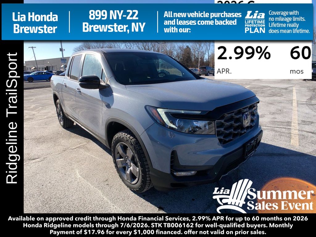 Sonic Gray Pearl 2026 Honda Ridgeline TrailSport AWD Pickup Truck All-Wheel Drive 9-Speed Automatic