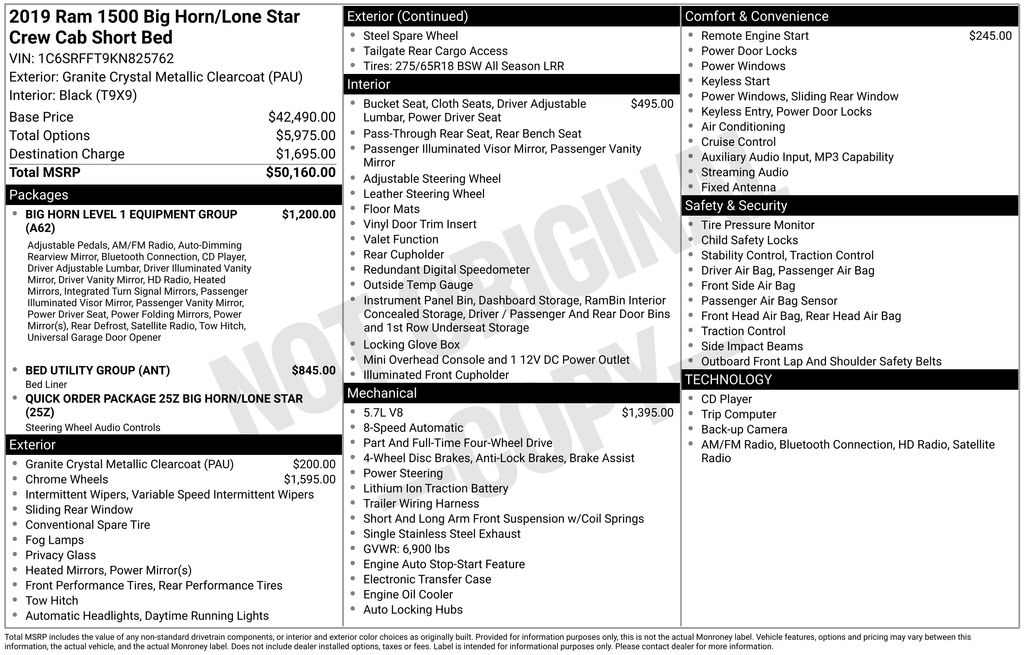 2019 Ram 1500 Big Horn/Lone Star Gray at Klick Lewis Buick Chevrolet