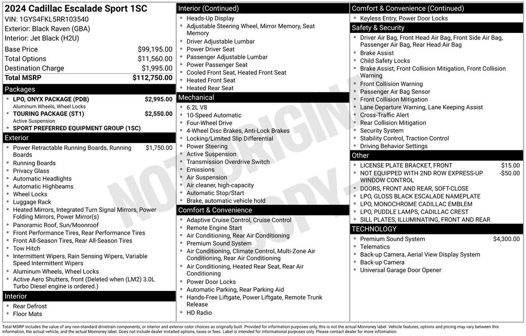 Used Car 2024 Cadillac Escalade  Sport For Sale Under $90,000 In Austin, Texas