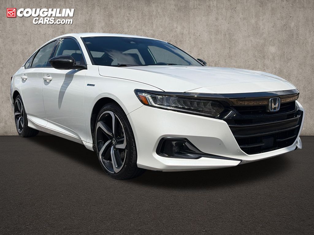 Platinum White Pearl 2022 Honda Accord Hybrid Sedan Front-Wheel Drive Continuously Variable Transmission
