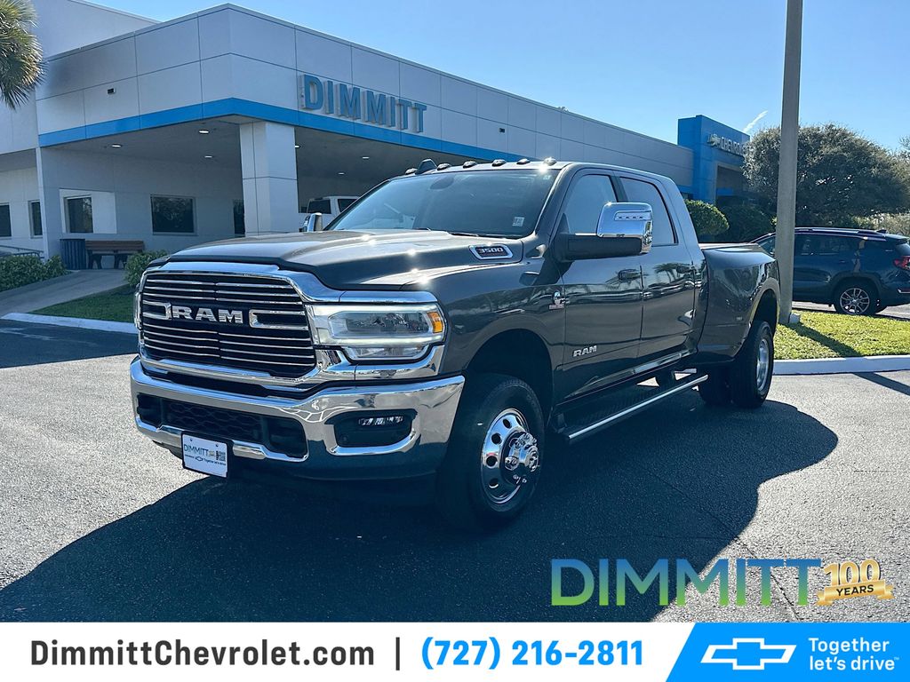 Gray (Granite Crystal Metallic Clearcoat) 2024 RAM 3500 Laramie Mega Cab DRW 4WD Pickup Truck Four-Wheel Drive 6-Speed Automatic