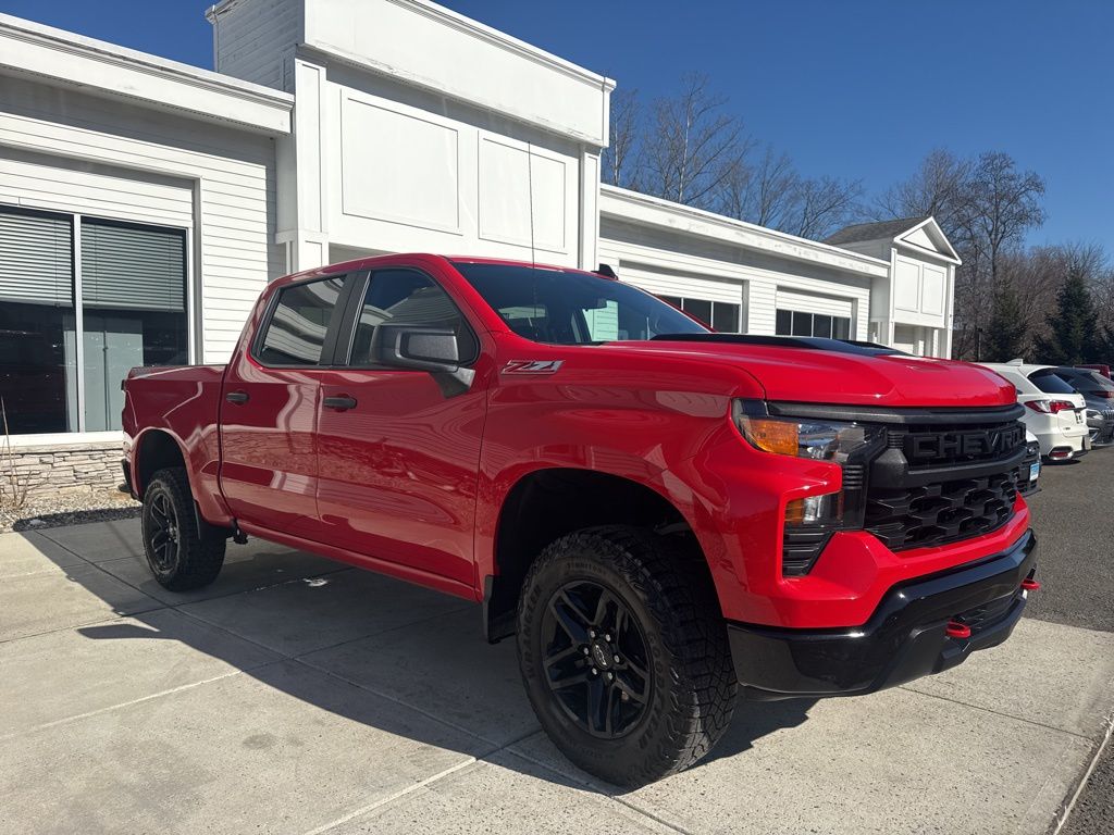 Red Hot 2024 Chevrolet Silverado 1500 Custom Trail Boss Crew Cab 4WD Pickup Truck Four-Wheel Drive Automatic