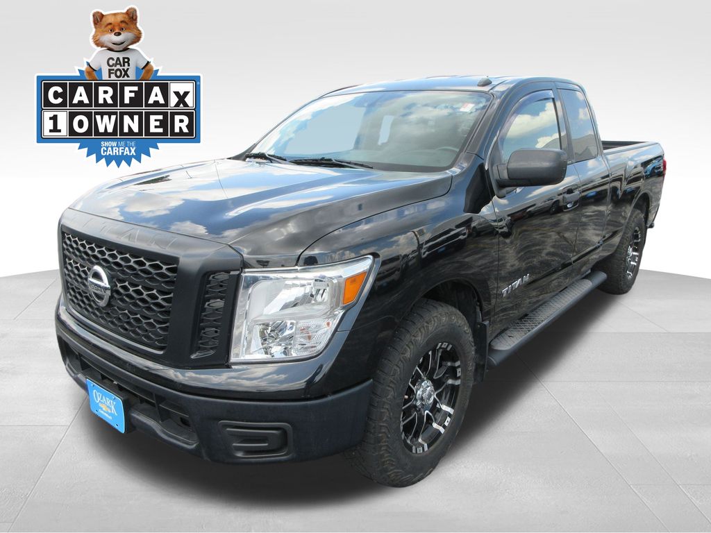Gray (Magnetic Black Metallic) 2019 Nissan Titan Pickup Truck Four-Wheel Drive 7-Speed Automatic