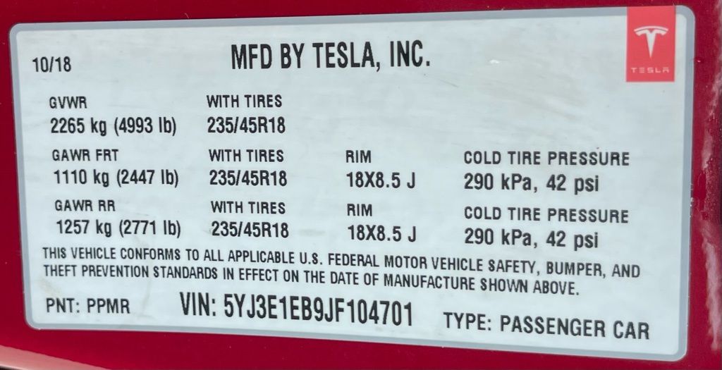 2018 Tesla Model 3 Long Range Red at Community Honda