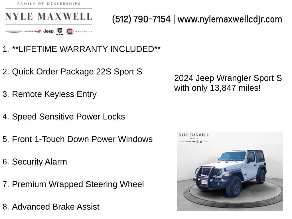 Used Car 2024 Jeep Wrangler  Sport S For Sale Under $35,000 In Austin, Texas