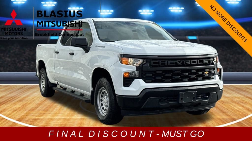 Summit White 2023 Chevrolet Silverado 1500 Work Truck Crew Cab 4WD Pickup Truck Four-Wheel Drive Automatic