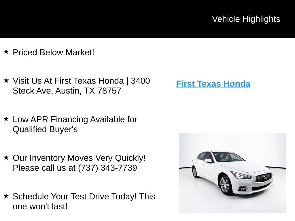 Used Car 2017 Infiniti Q50  3.0t Premium For Sale Under $15,000 In Austin, Texas