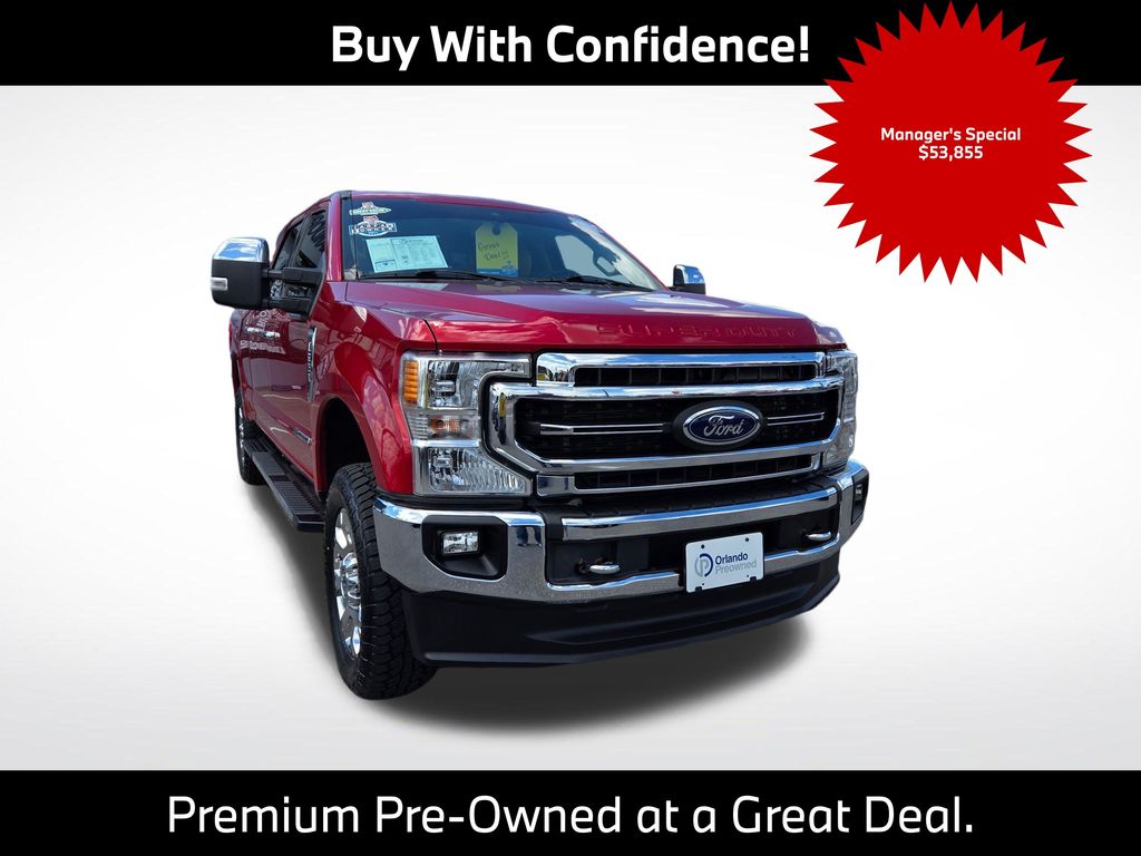 Vermillion Red 2021 Ford F-250 Super Duty Lariat Crew Cab 4WD Pickup Truck Four-Wheel Drive 10-Speed Automatic
