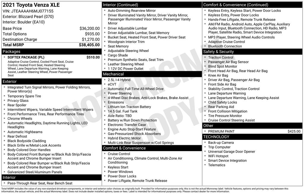 2021 Toyota Venza XLE AWD