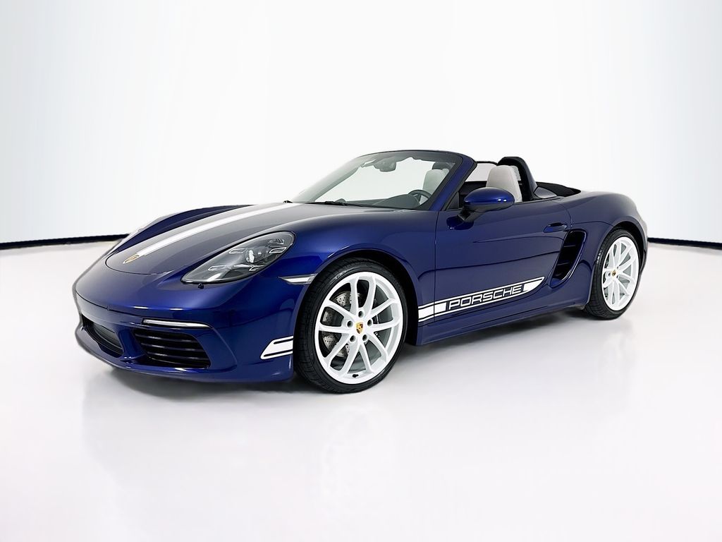 Gentian Blue Metallic 2025 Porsche 718 Boxster Style Edition RWD Convertible Rear-Wheel Drive 6-Speed Manual