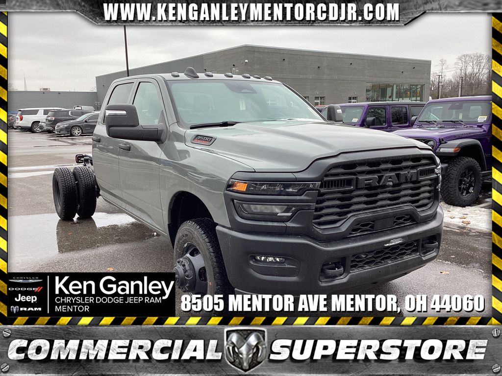 Ceramic Gray Clearcoat 2026 RAM 3500 Chassis Tradesman Crew Cab LB DRW 4WD Pickup Truck Four-Wheel Drive 8-Speed Automatic