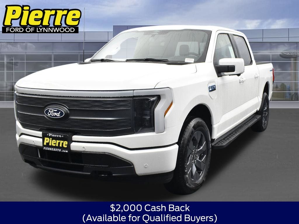 White Metallic 2025 Ford F-150 Lightning Lariat SuperCrew AWD Pickup Truck All-Wheel Drive Automatic
