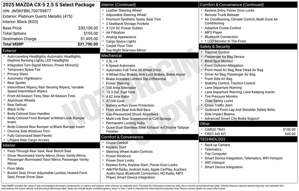 2025 Mazda Mazda CX-5 2.5 S Select AWD 2025 Mazda Mazda CX-5 2.5 S Select AWD