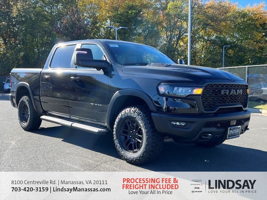 Diamond Black Crystal Pearlcoat 2026 RAM 1500 Rebel Crew Cab 4WD Pickup Truck Four-Wheel Drive 8-Speed Automatic