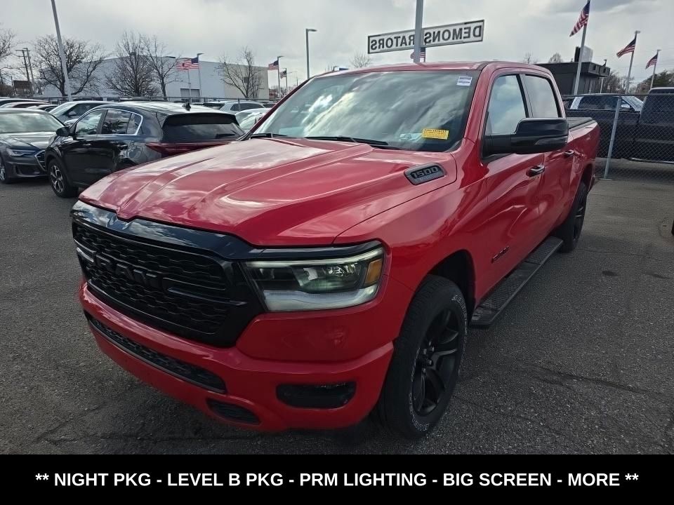 Flame Red Clearcoat 2023 RAM 1500 Big Horn Crew Cab 4WD Pickup Truck Four-Wheel Drive 8-Speed Automatic