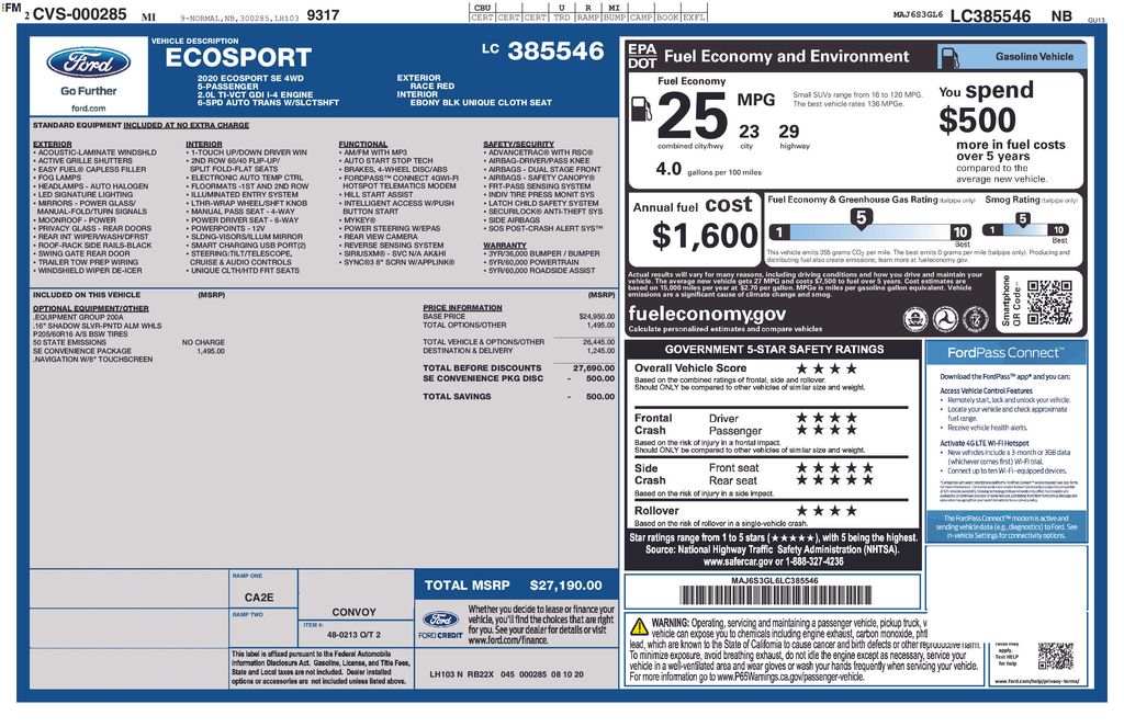 Used Car 2020 Ford Ecosport  Se For Sale Under $15,000 In Austin, Texas