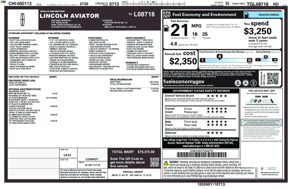 2026 Lincoln Aviator Reserve