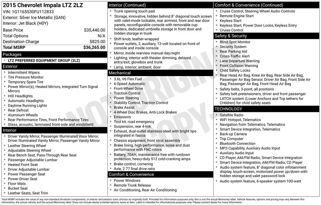 2015 Chevrolet Impala LTZ 2LZ FWD