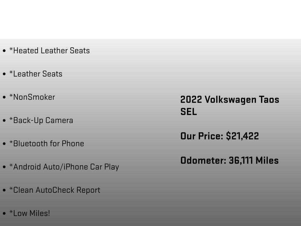 2022 Volkswagen Taos 1.5T SEL White at Sutliff Volkswagen