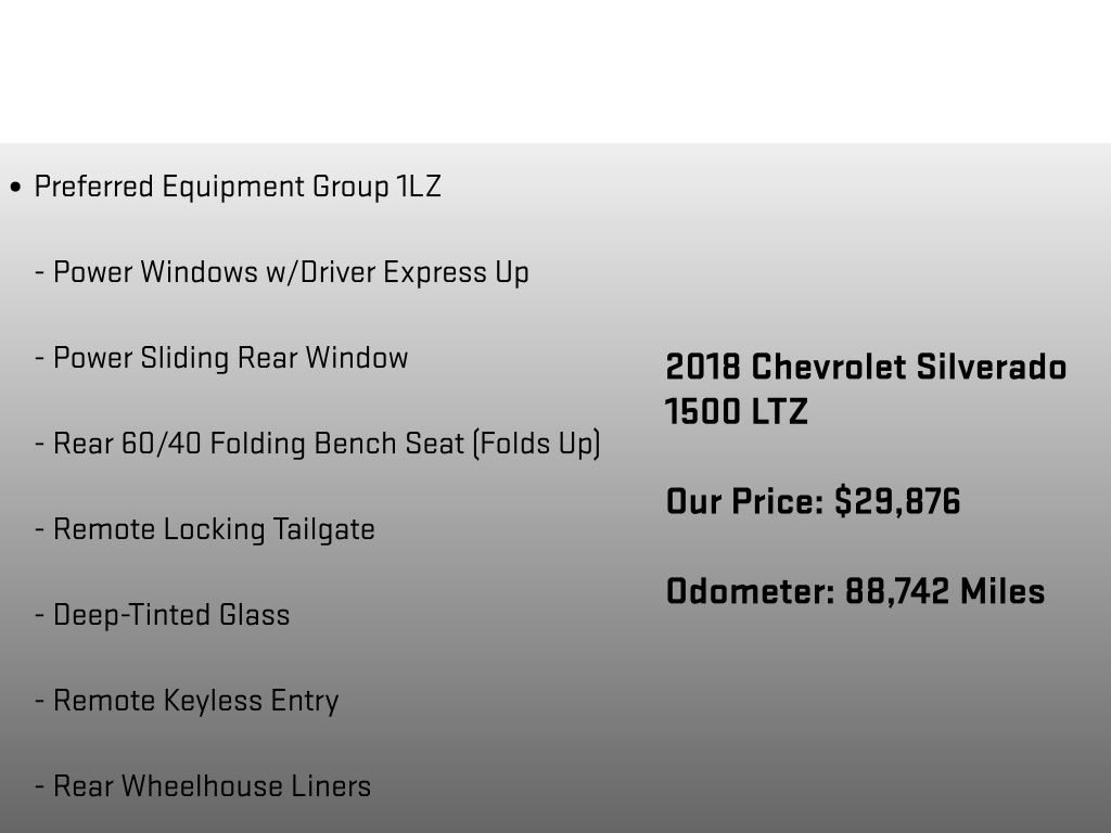 2018 Chevrolet Silverado 1500 LTZ White at Phil Fitts Ford