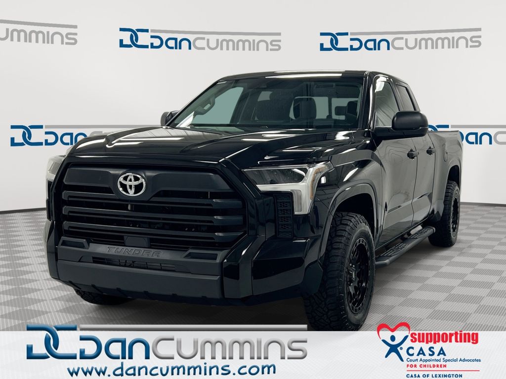 Midnight Black Metallic 2023 Toyota Tundra SR Double Cab RWD Pickup Truck 4X2 Automatic