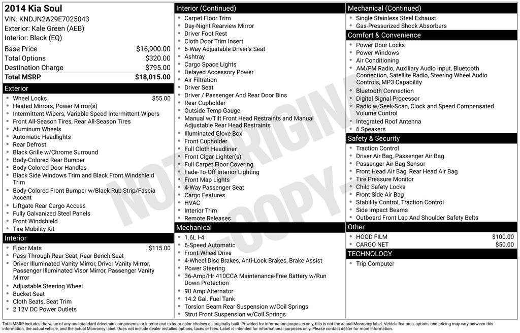 Kale Green 2014 Kia Soul Base Wagon Front-Wheel Drive 6-Speed Automatic
